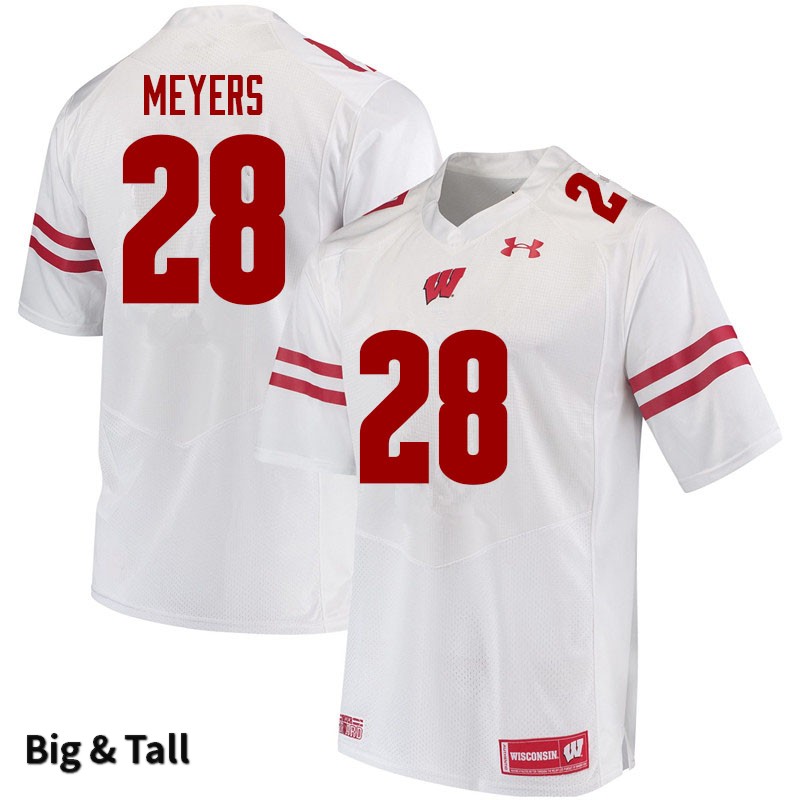 Wisconsin Badgers Men's #28 Gavin Meyers NCAA Under Armour Authentic White Big & Tall College Stitched Football Jersey QW40P52YW